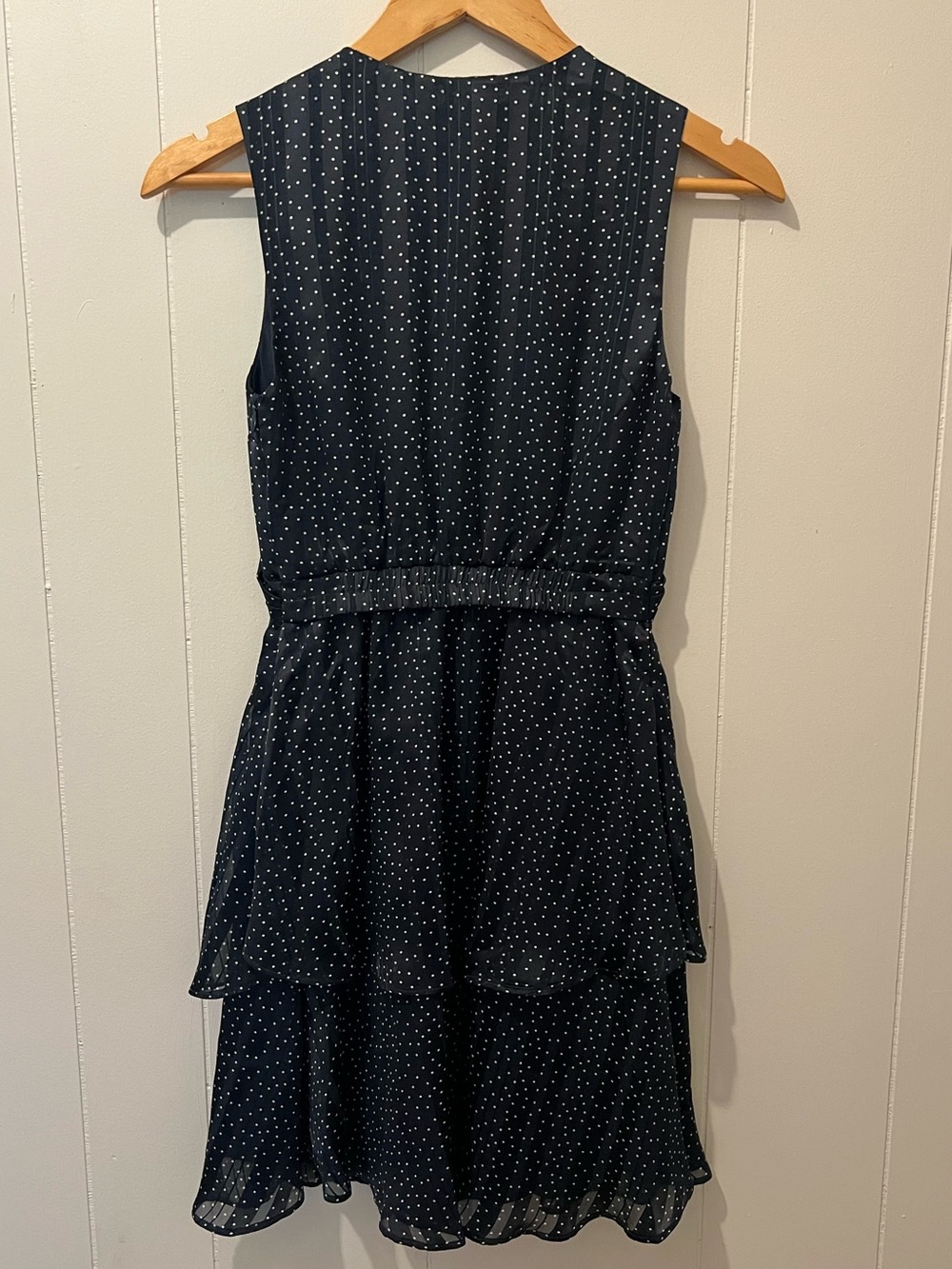 Banana Republic Navy Polka Dot Dress Size 0P Petite Sleeveless Dress - Picture 7 of 10
